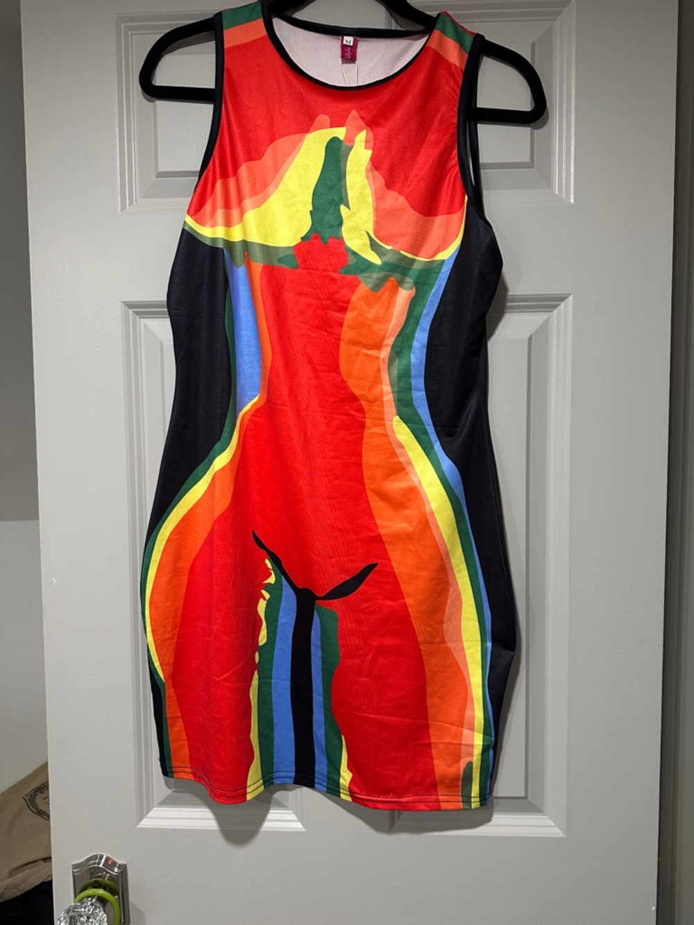 Kids One-Piece Vibrant Rainbow Bodycon Dress - Red
